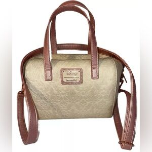 Loungefly DISNEY Princess Cream & Pink Damask Debossed Handbag Purse Cute!